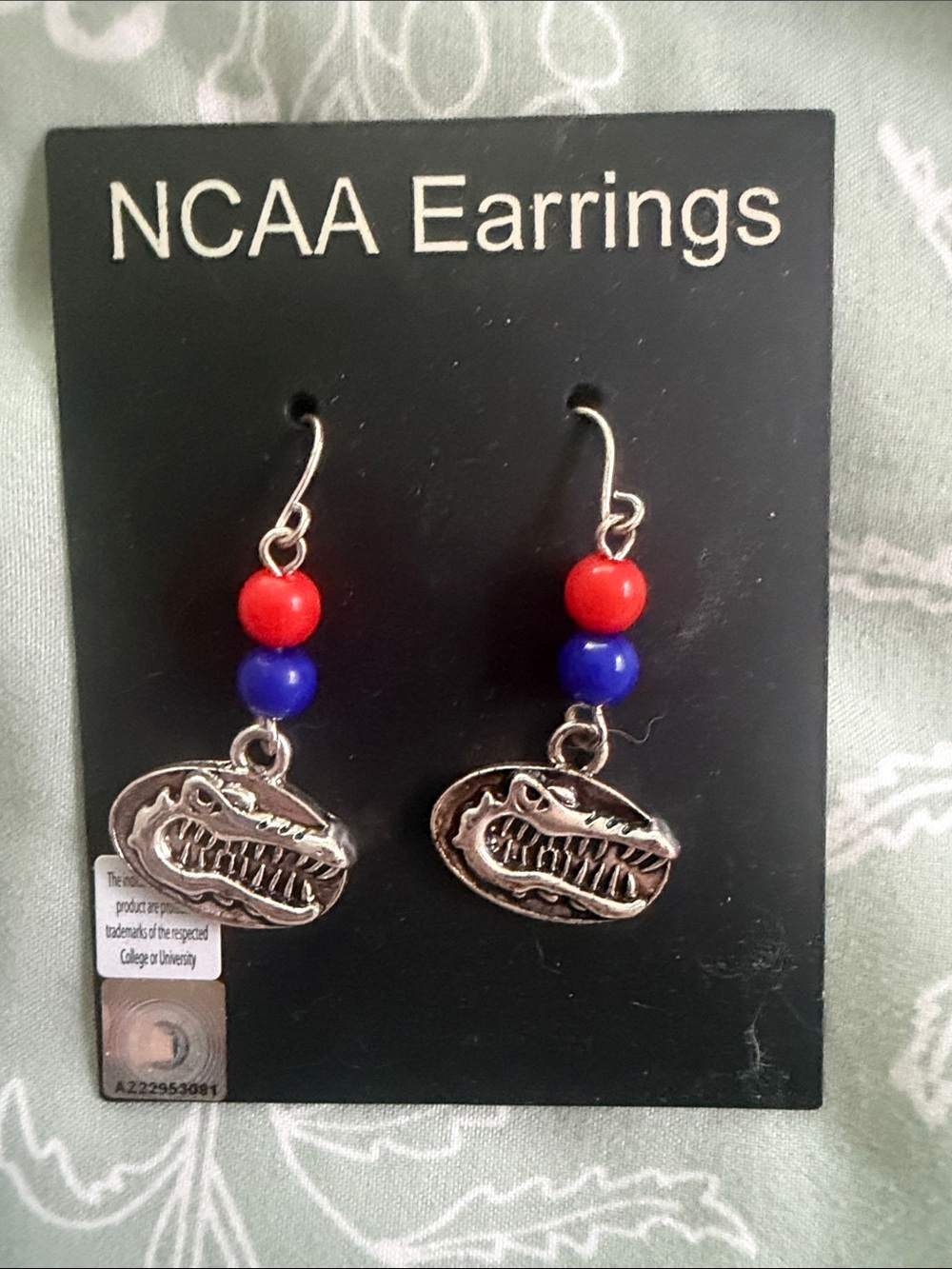 NCAA Blue and Orange Gator Charm Drop Earrings